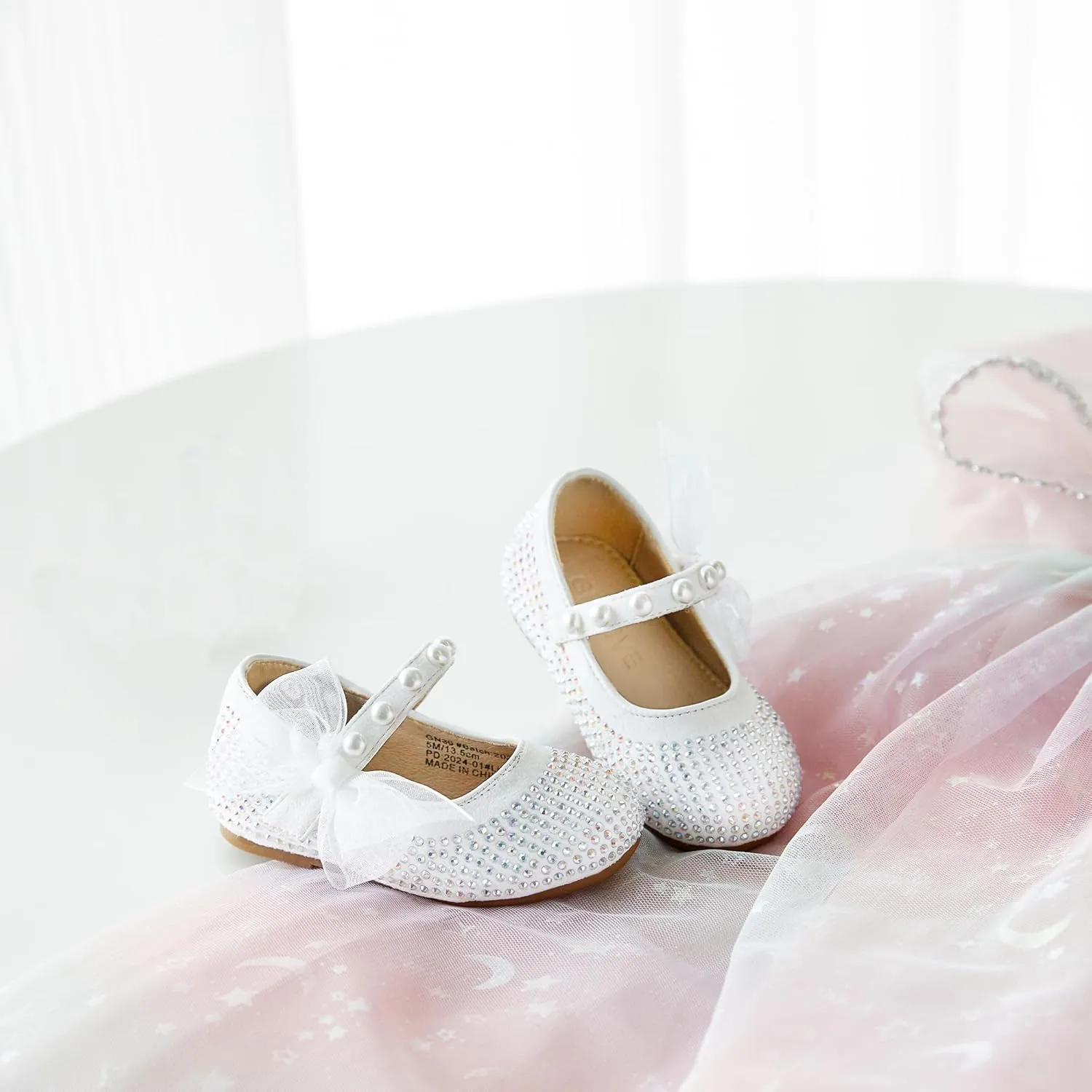 GINFIVE Toddler Girls Mary-Jane Little Girls Slip On Shoes Glitter Ballerina Flats Toddler