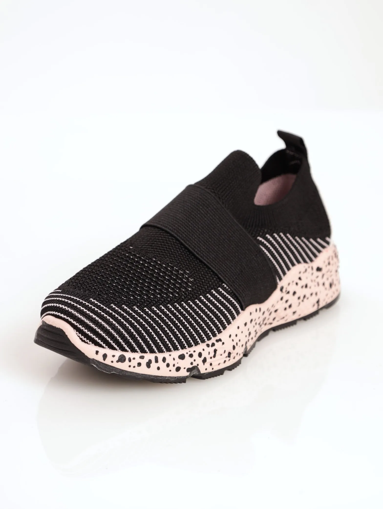 Girls Knit Splatter Sneaker - Black