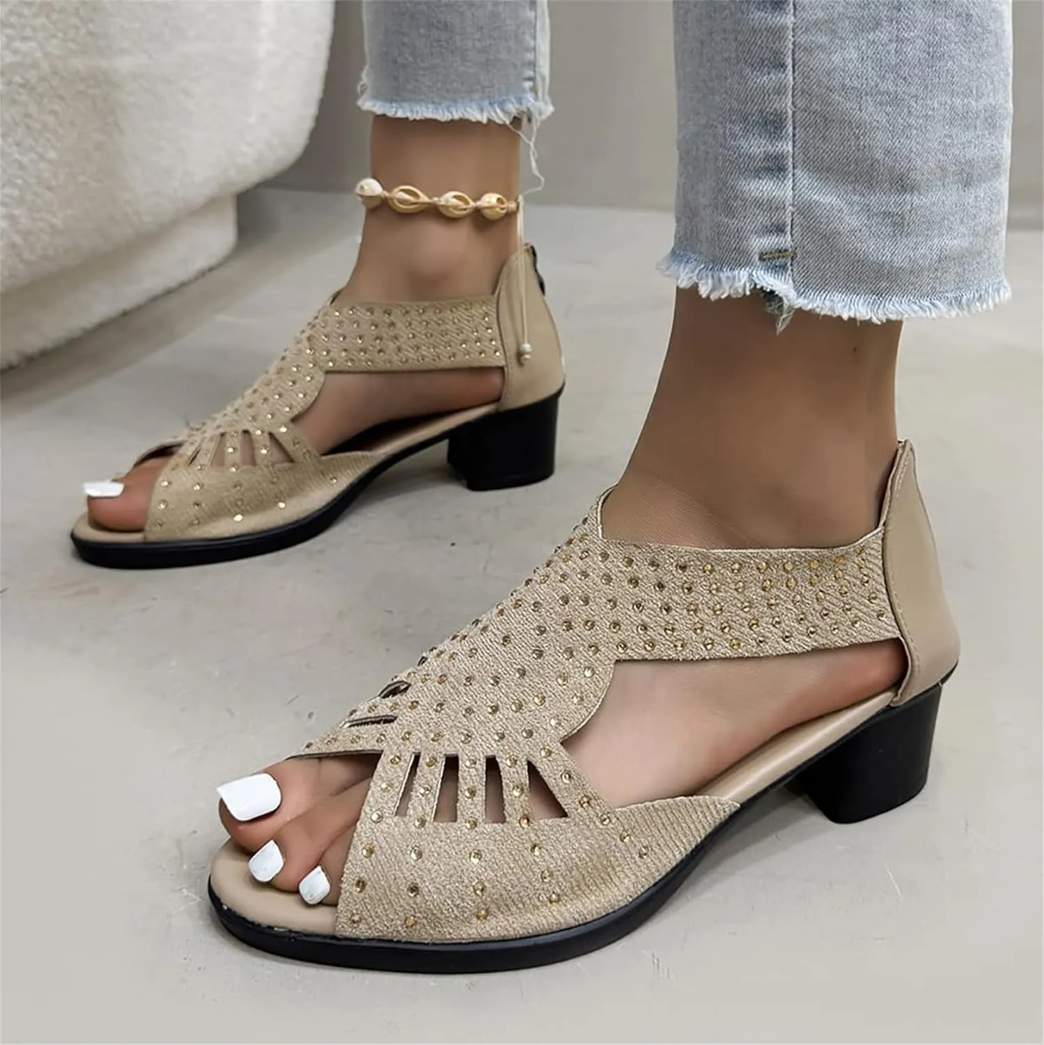 Glowstep Orthopedic Sandals for Women Orthopedic Low Heel Cut-Out Sandals Arch Support Non-Slip Shoes
