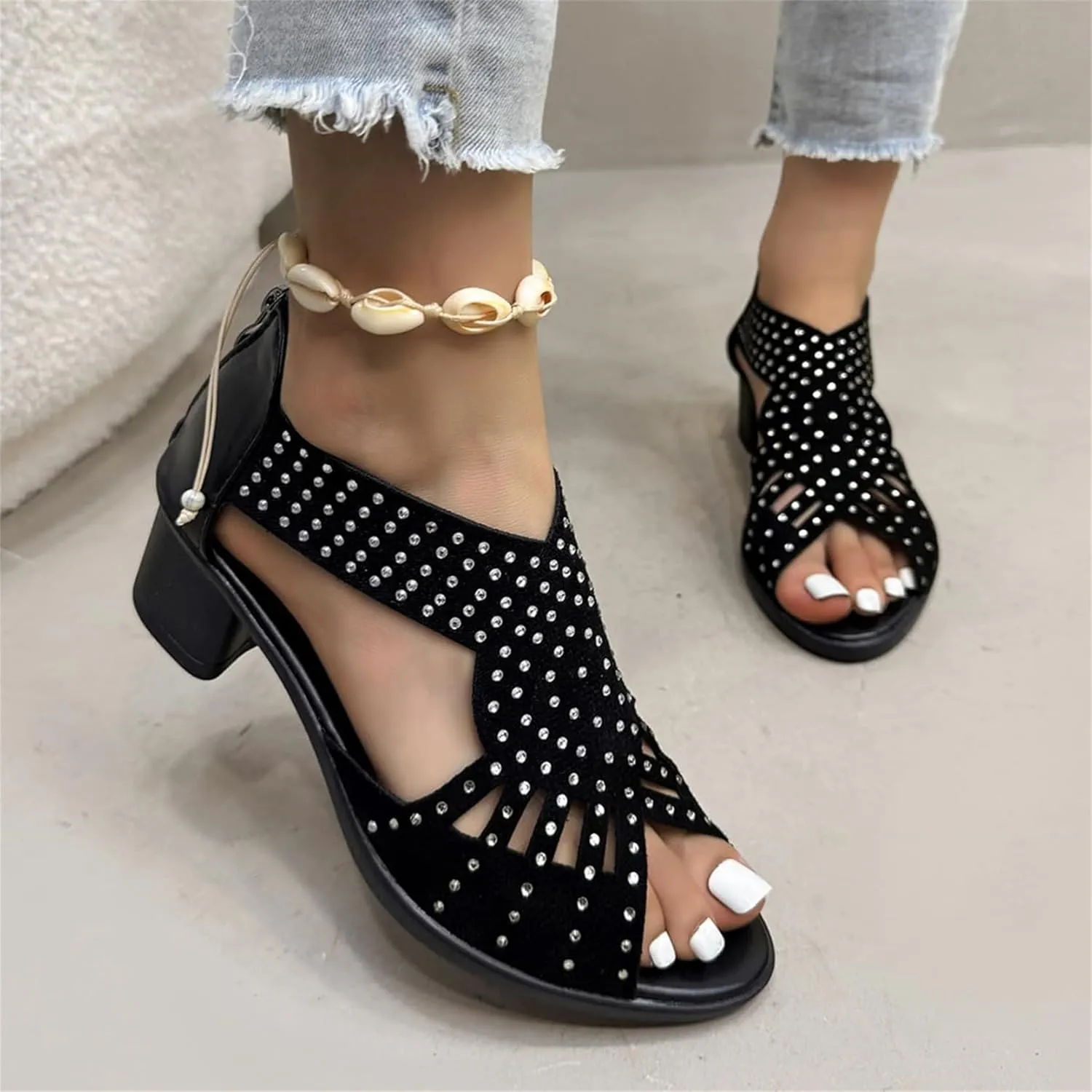 Glowstep Orthopedic Sandals for Women Orthopedic Low Heel Cut-Out Sandals Arch Support Non-Slip Shoes