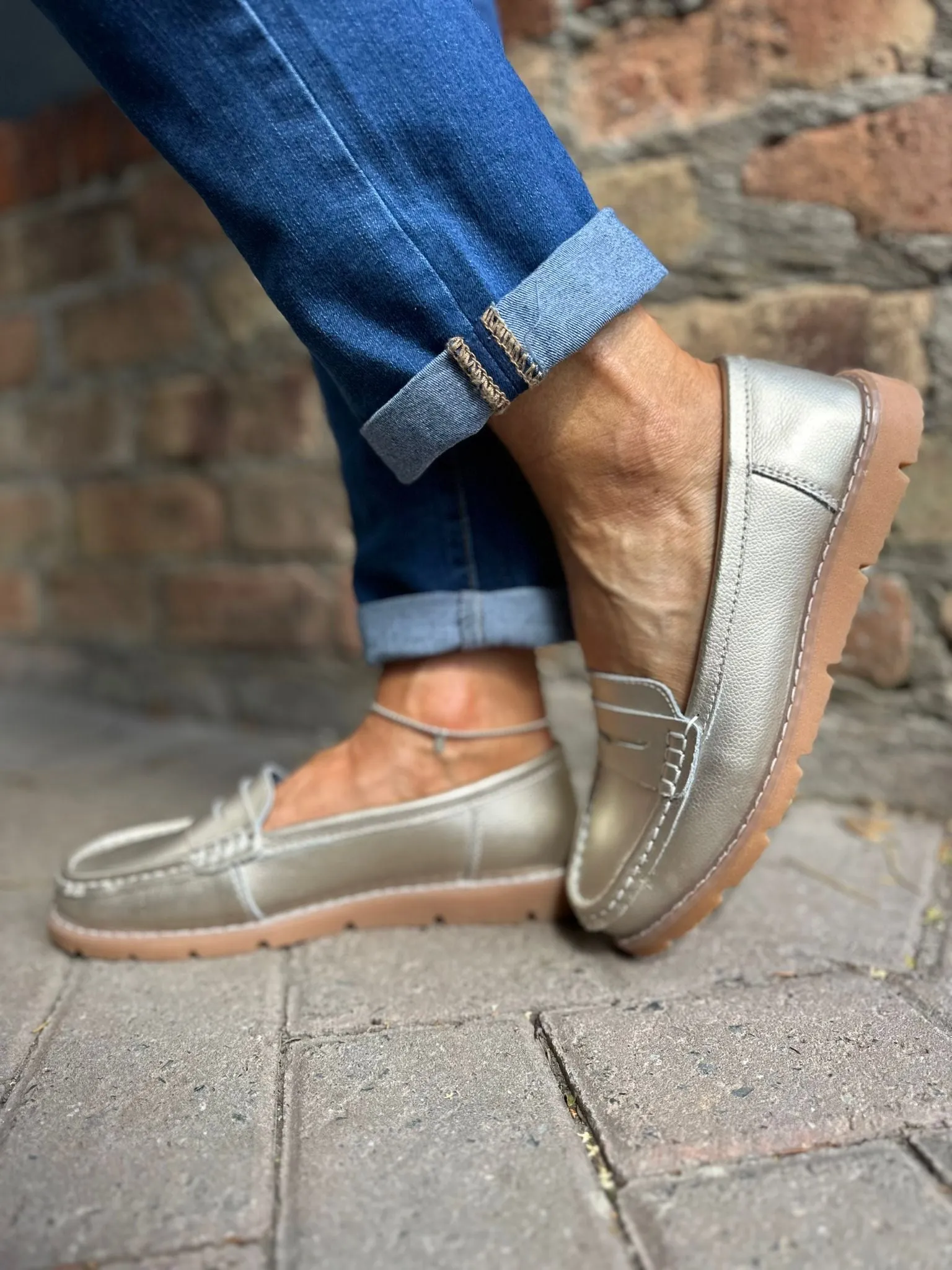 Gold Leather Loafer