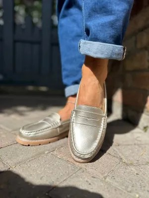 Gold Leather Loafer