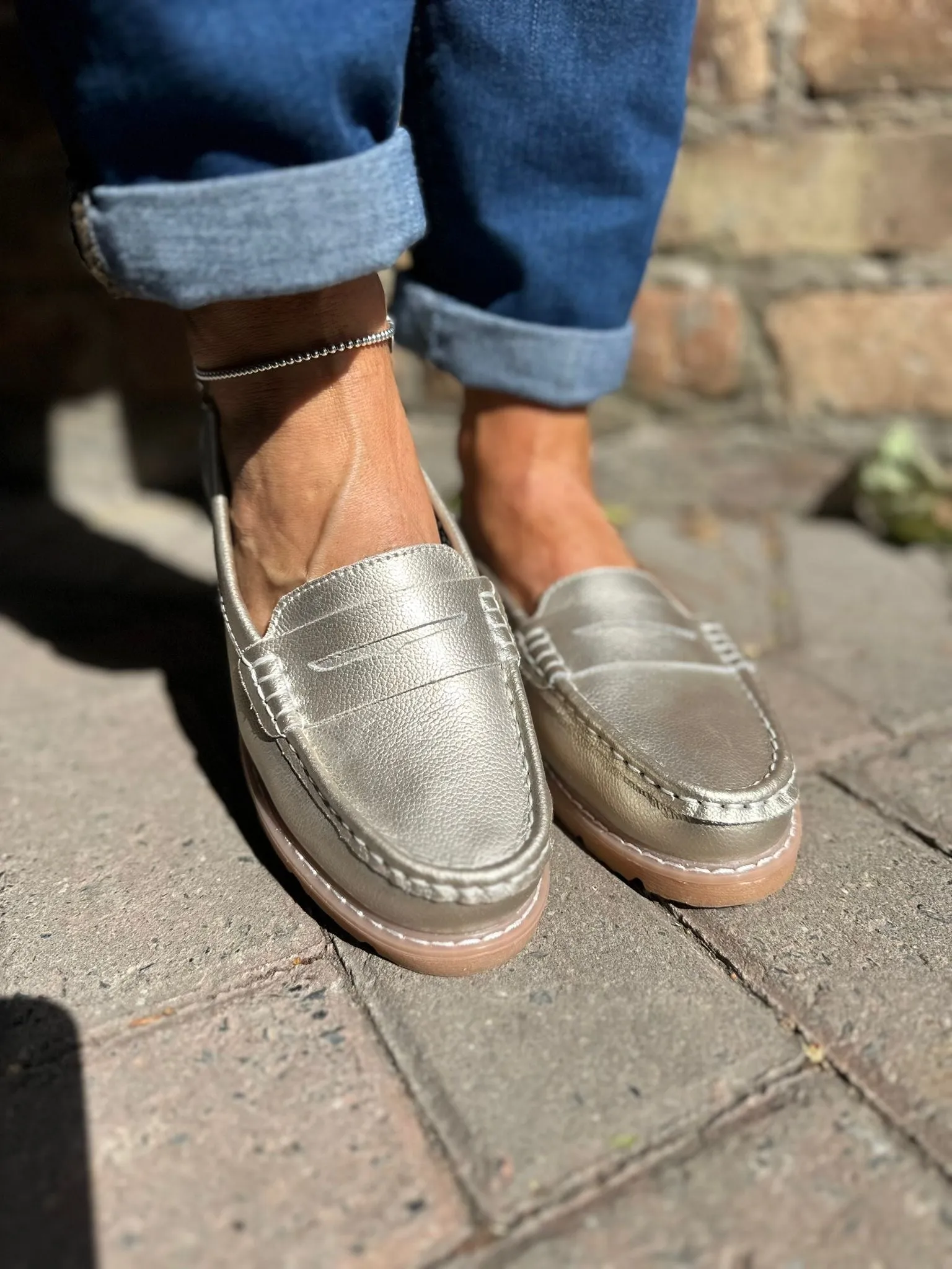 Gold Leather Loafer