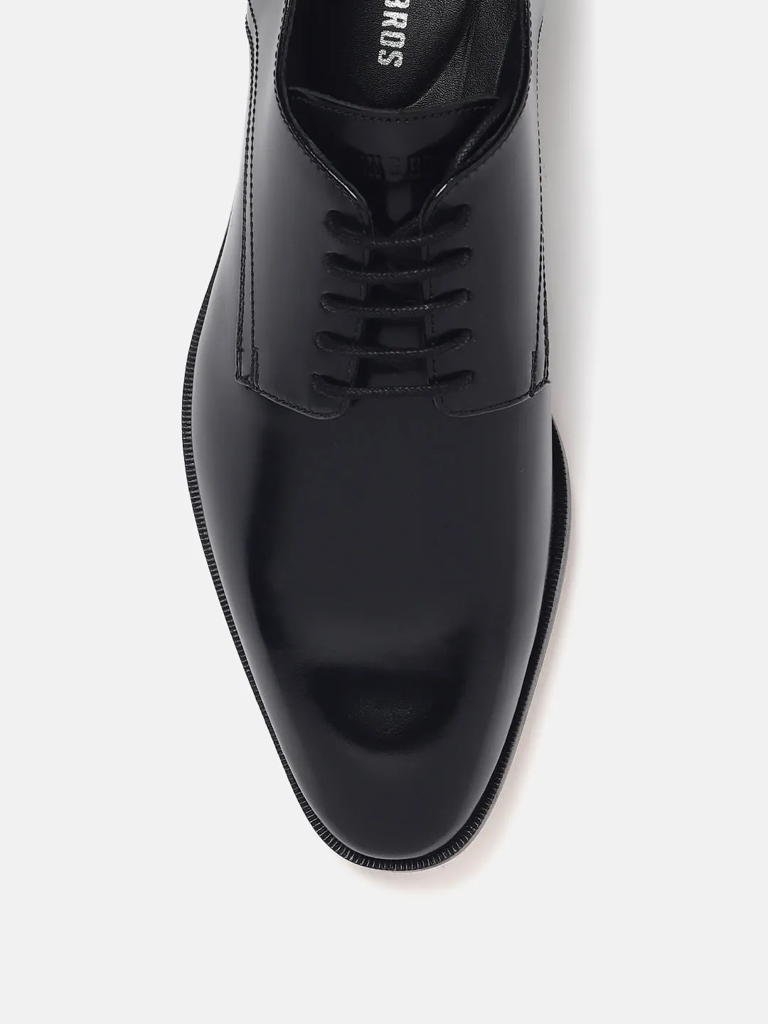 Gordon And Bros Hi-Shine Black Men Plain Derby Lace Up Shoes