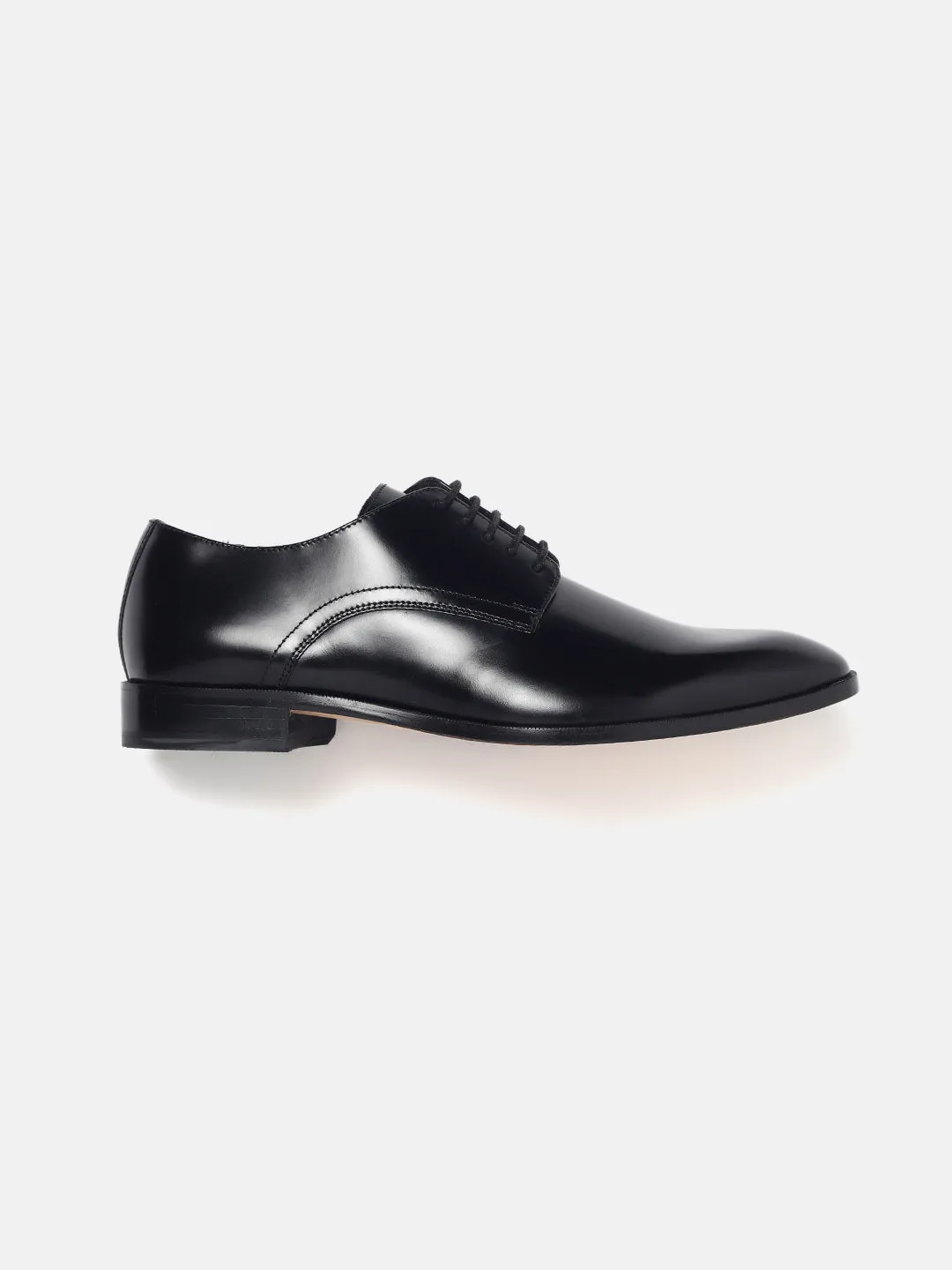 Gordon And Bros Hi-Shine Black Men Plain Derby Lace Up Shoes