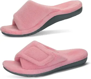 GRITHEIM Women's Orthotic Arch Support Slippers Fuzzy Adjustable Orthopedic Slippers for Plantar Fasciitis Furry Slide for Ladies