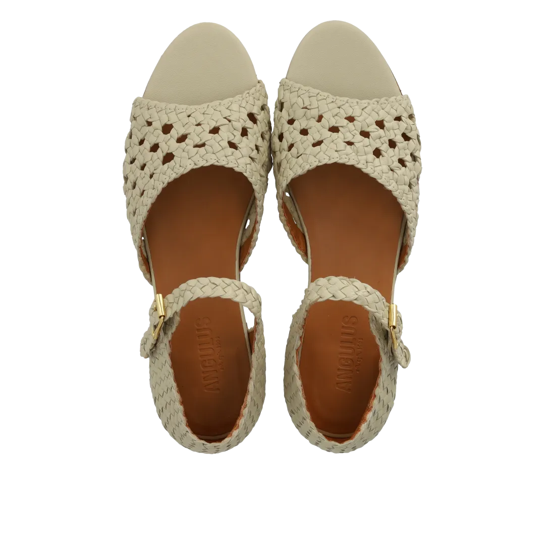 Hand-braided sandal with lace pattern detail
