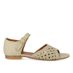 Hand-braided sandal with lace pattern detail