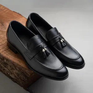 Handmade Black Leather Moccasins for Men