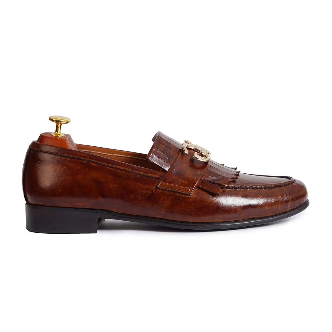 Handmade Brown Leather Fringe Shoes Moccasins, Mens Leather Loafer shoes