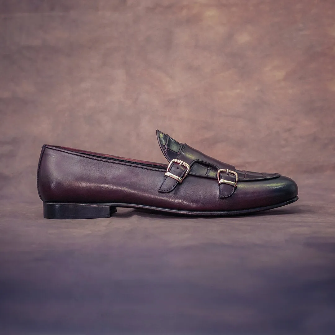 Handmade Double Monk Leather Dress Shoes for Men
