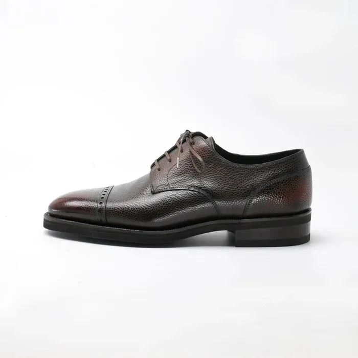 Handmade Men Brown Brogue Textured Leather Lace Up Office Shoe, Oxford Shoe