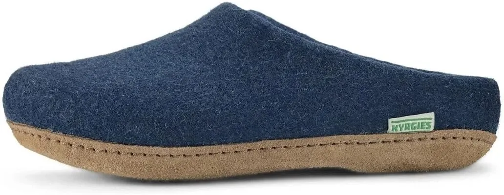 Handmade Wool Felt Slippers with Arch Support and Leather Sole