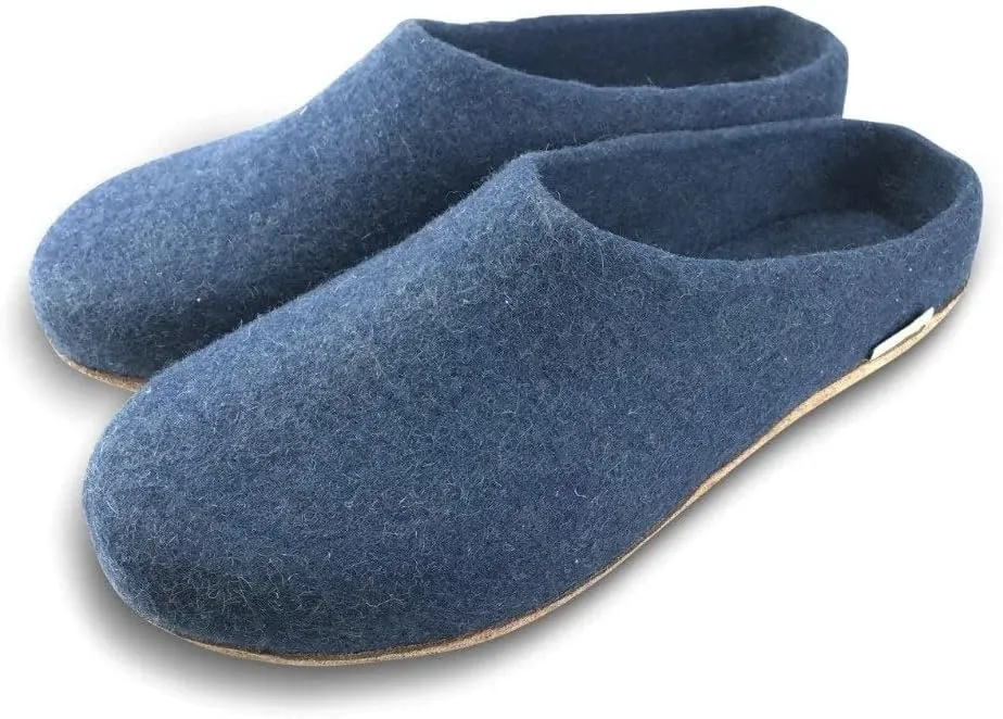 Handmade Wool Felt Slippers with Arch Support and Leather Sole