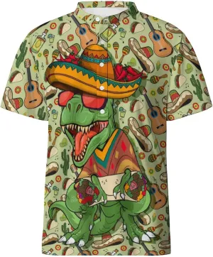 Hawaiian Mens Henley Polo Shirts Short Sleeve Quick Dry Funny Print Casual Collarless Golf Shirts for Men