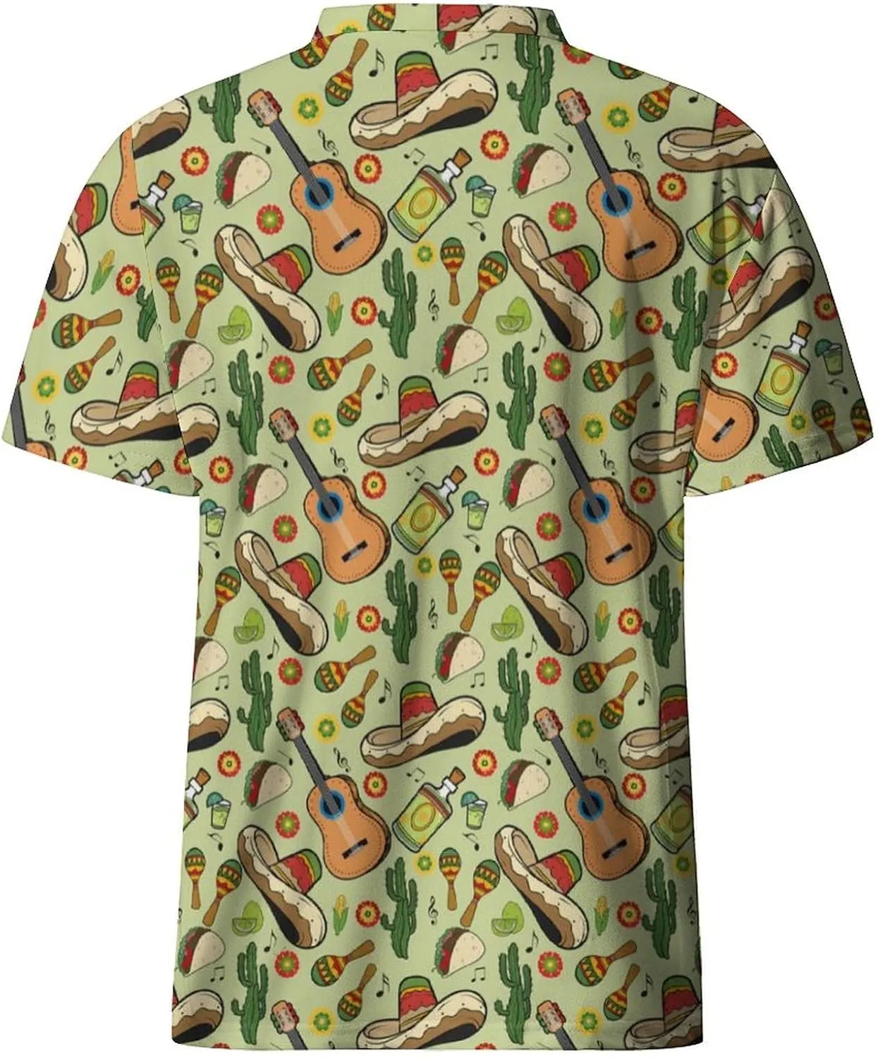 Hawaiian Mens Henley Polo Shirts Short Sleeve Quick Dry Funny Print Casual Collarless Golf Shirts for Men