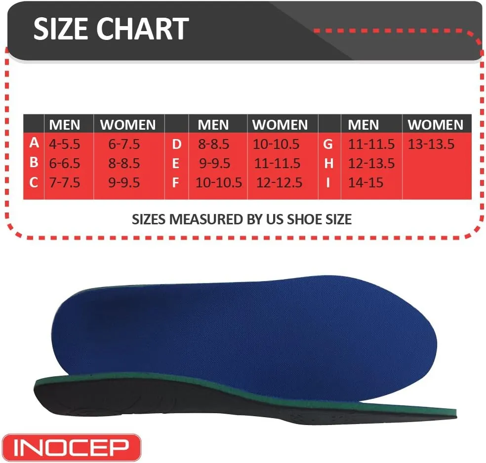 Heat Formable Orthotic Insoles, Full - Rigid Custom Arch Support Insert - Size H