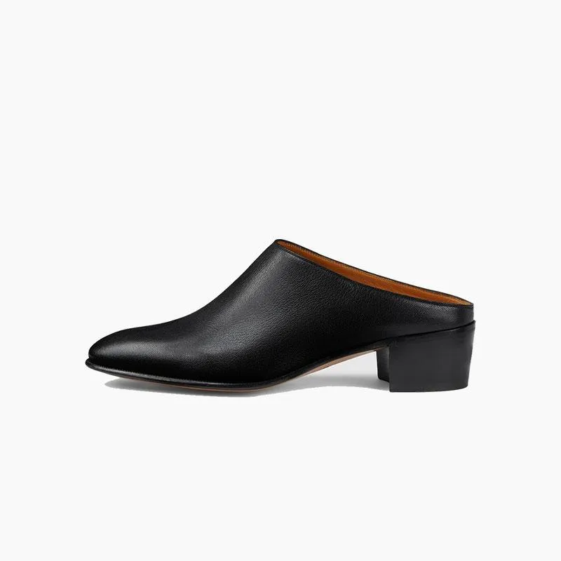 Heels Slip-on Leather Slippers