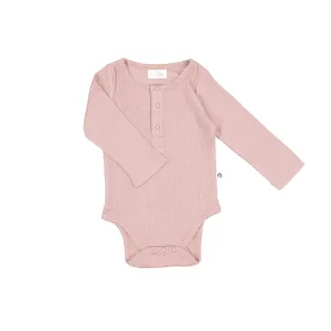 Henley Rib Bodysuit - Dusty Rose