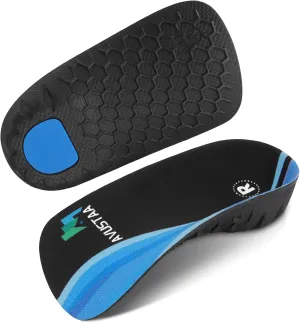 High Arch Support Insoles 3/4 Orthotic Inserts for Flat Feet Plantar Fasciitis Relief Overpronation, Shoes Insoles for Men Women Running, Black and Blue(S:Men 5-6, Women 6-7)