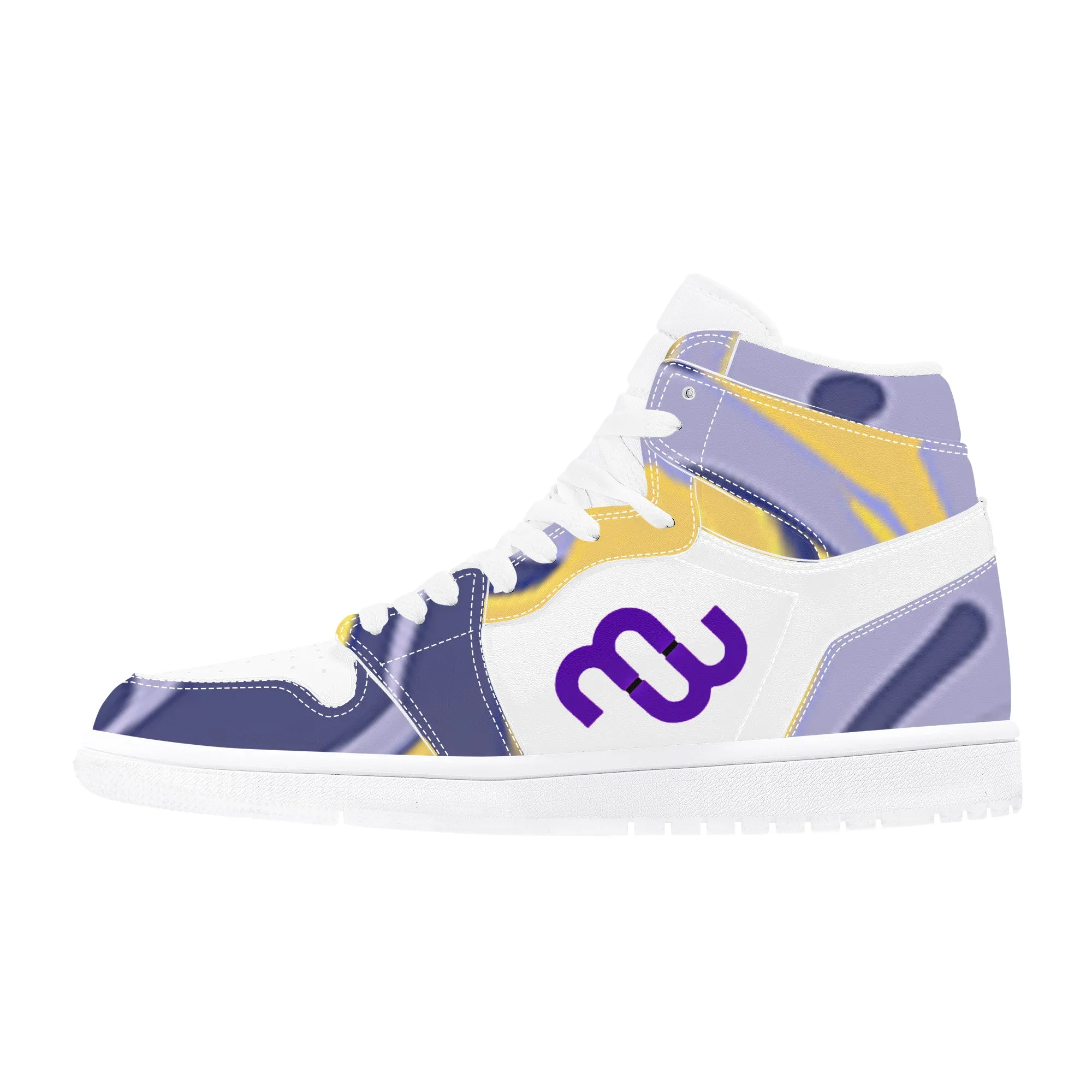 High Bushae Synthetic Leather purple yellow Top Sneaker Cutting-edge style D17 Stable Money