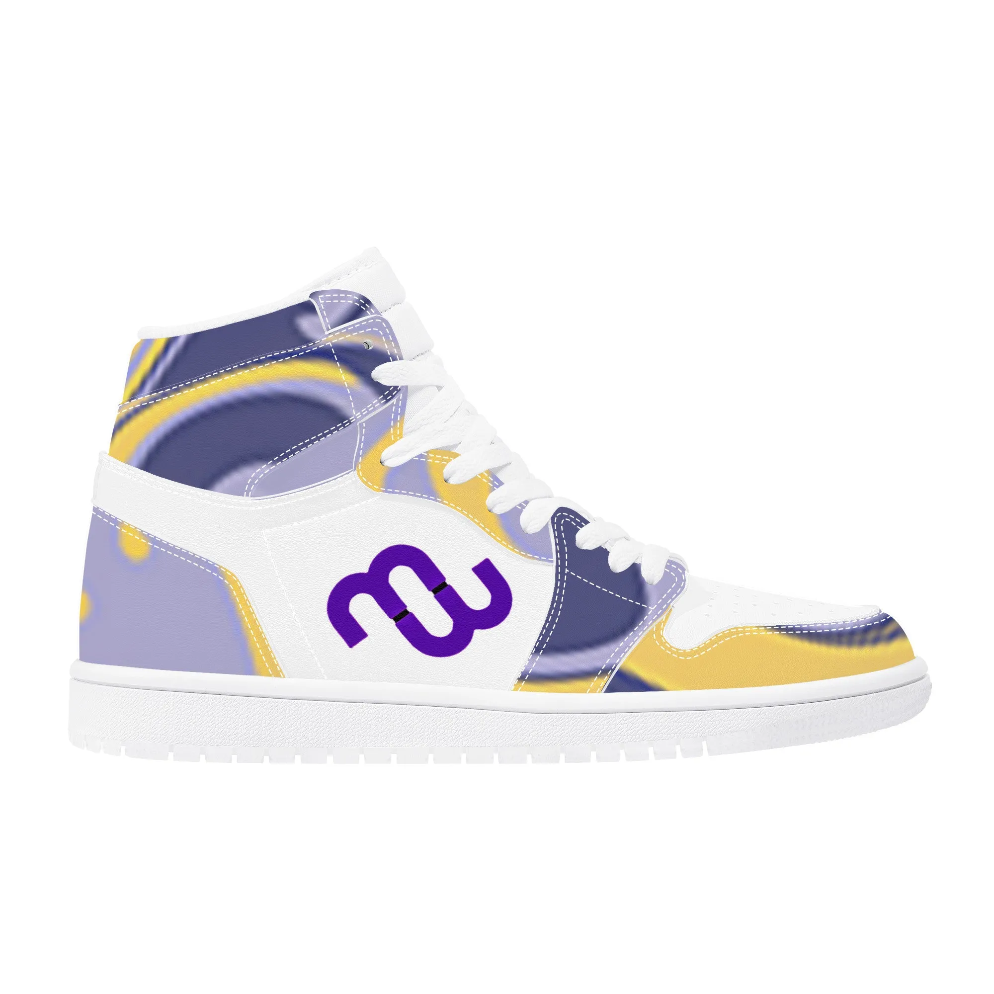 High Bushae Synthetic Leather purple yellow Top Sneaker Cutting-edge style D17 Stable Money