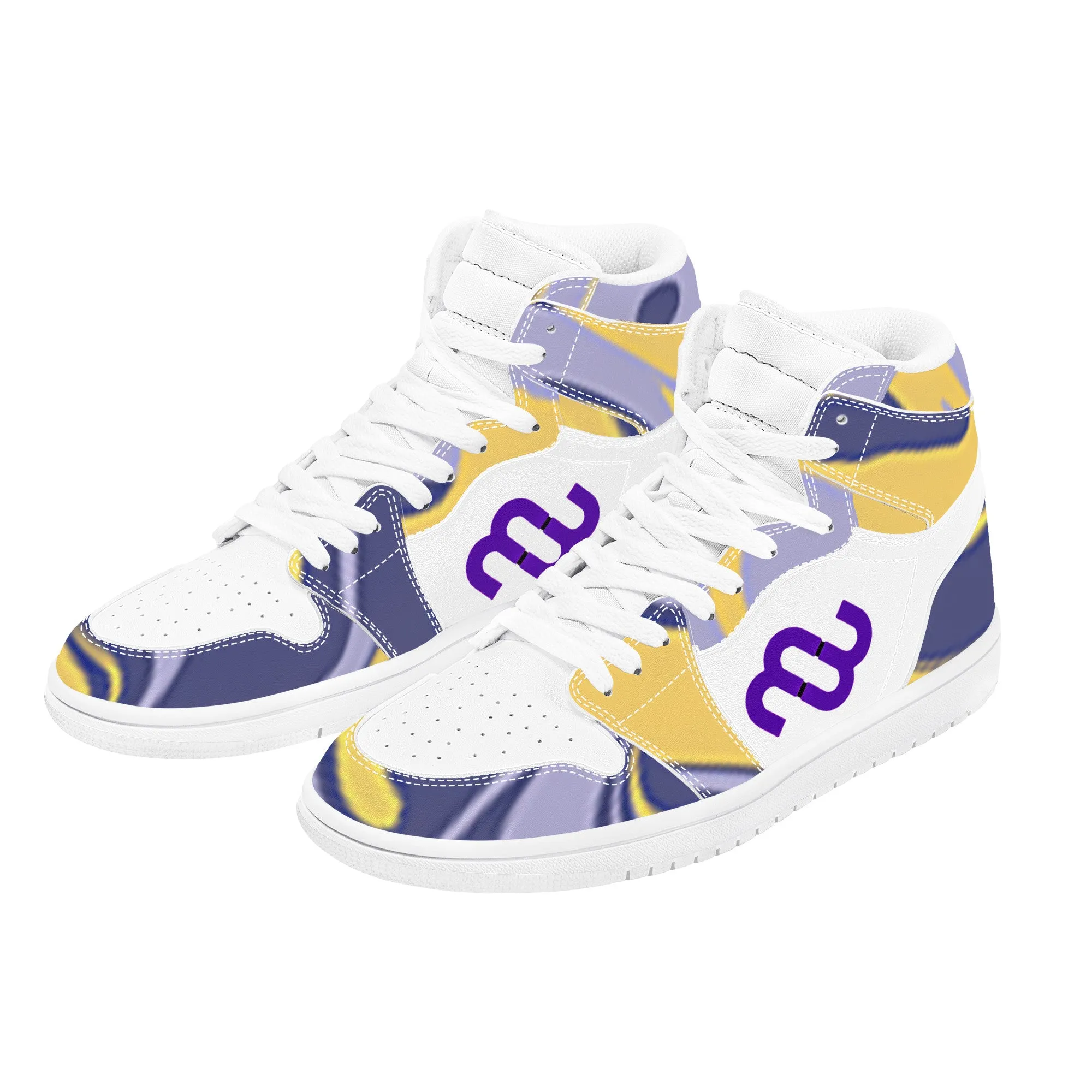 High Bushae Synthetic Leather purple yellow Top Sneaker Cutting-edge style D17 Stable Money