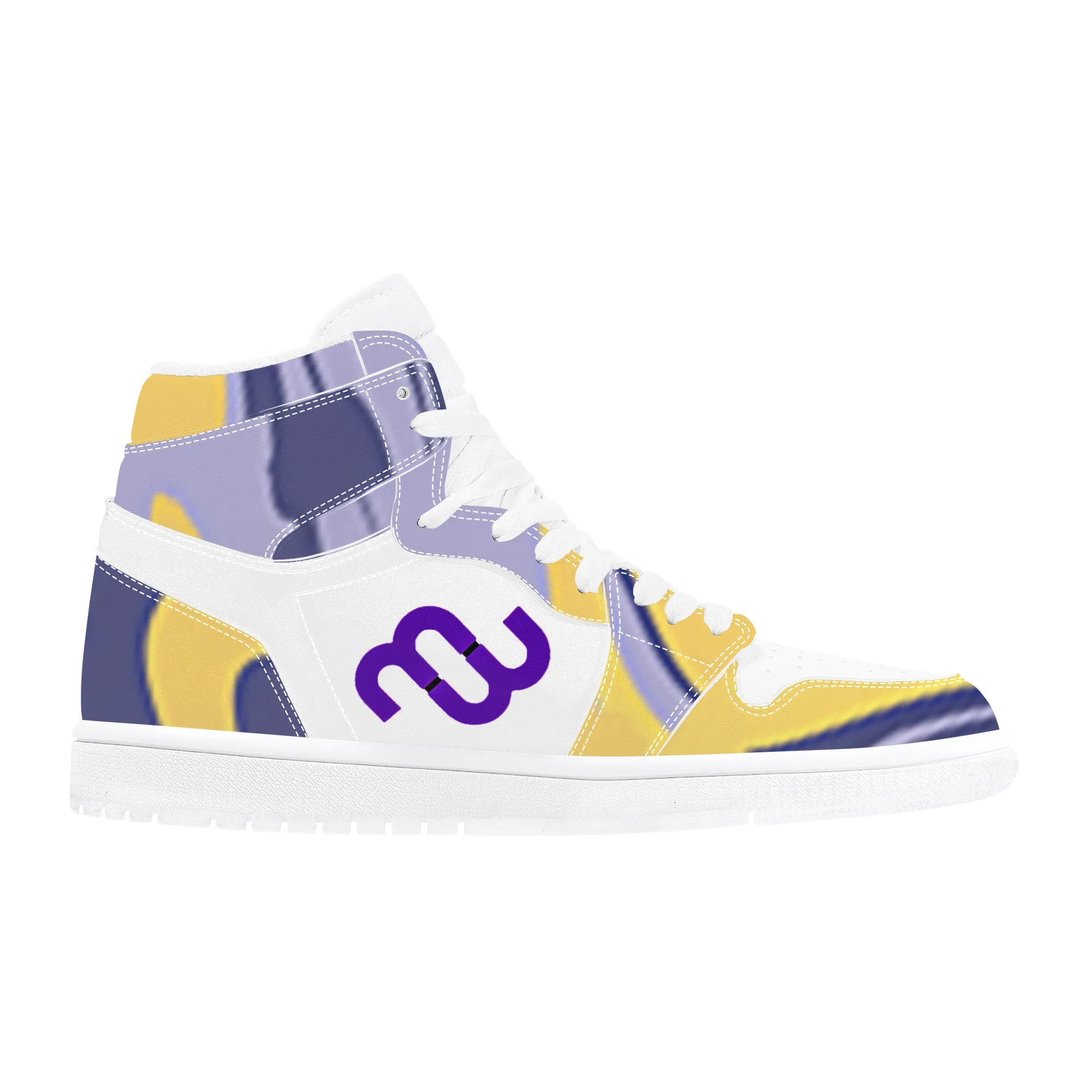 High Bushae Synthetic Leather purple yellow Top Sneaker Cutting-edge style D17 Stable Money