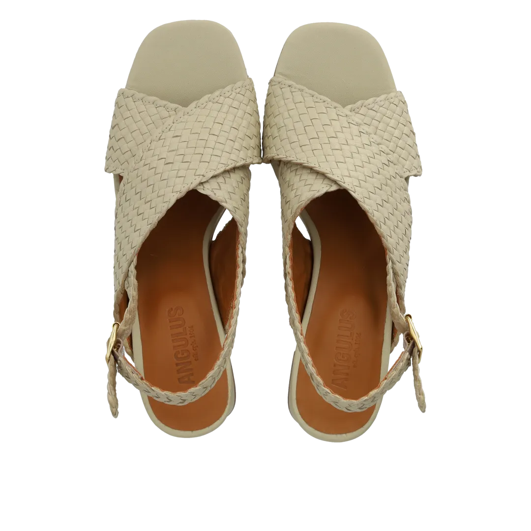 High cross sandal in hand-braided leather
