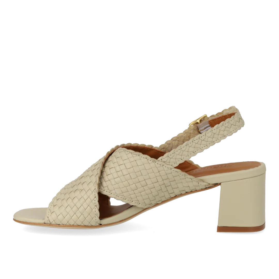 High cross sandal in hand-braided leather