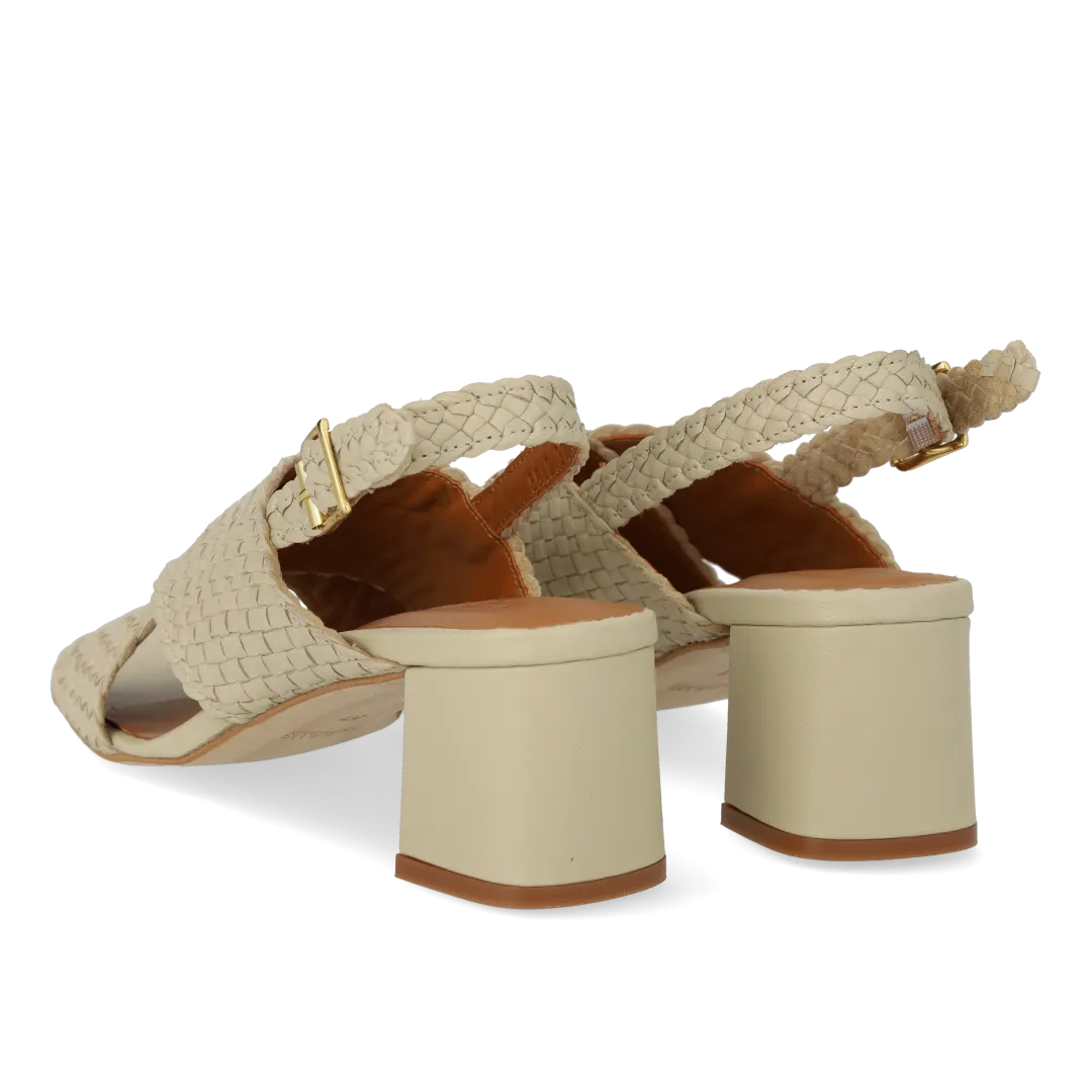 High cross sandal in hand-braided leather