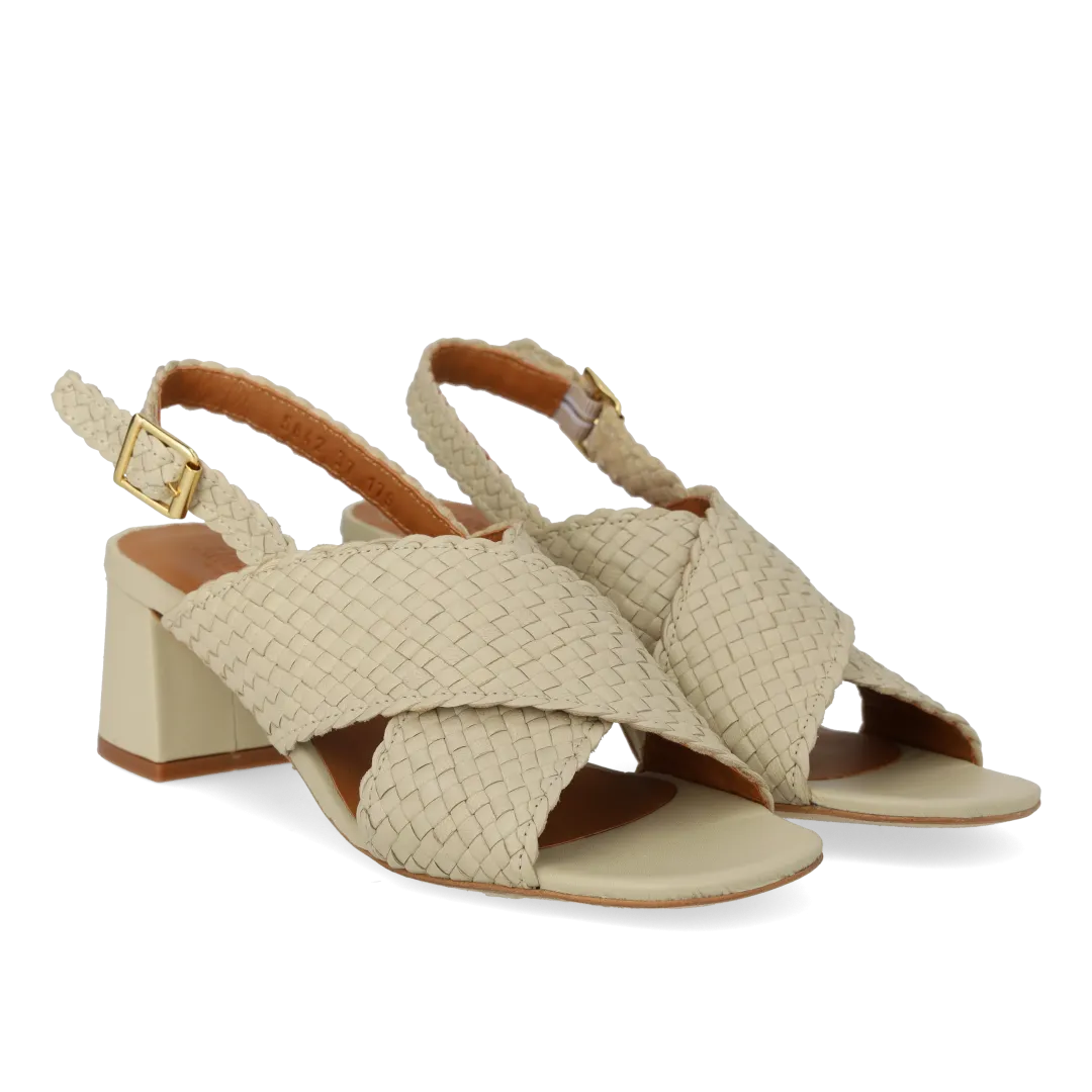 High cross sandal in hand-braided leather