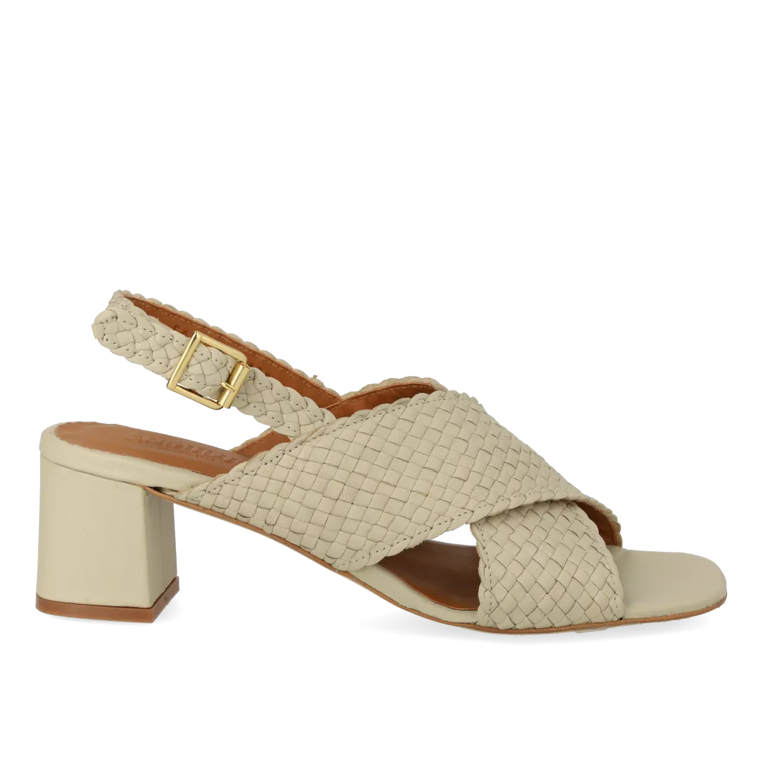 High cross sandal in hand-braided leather