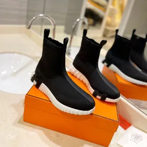 HM Fun Sneaker In Black Mesh Fabric And Lambskin  983010