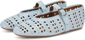 Hollow Ballet Flats Shoes for Women Breathable Hole Round Toe Ballerina Flats Fashion Women's Adjustable Buckle Strap Mary Jane Flats Comfortable Casual Dress