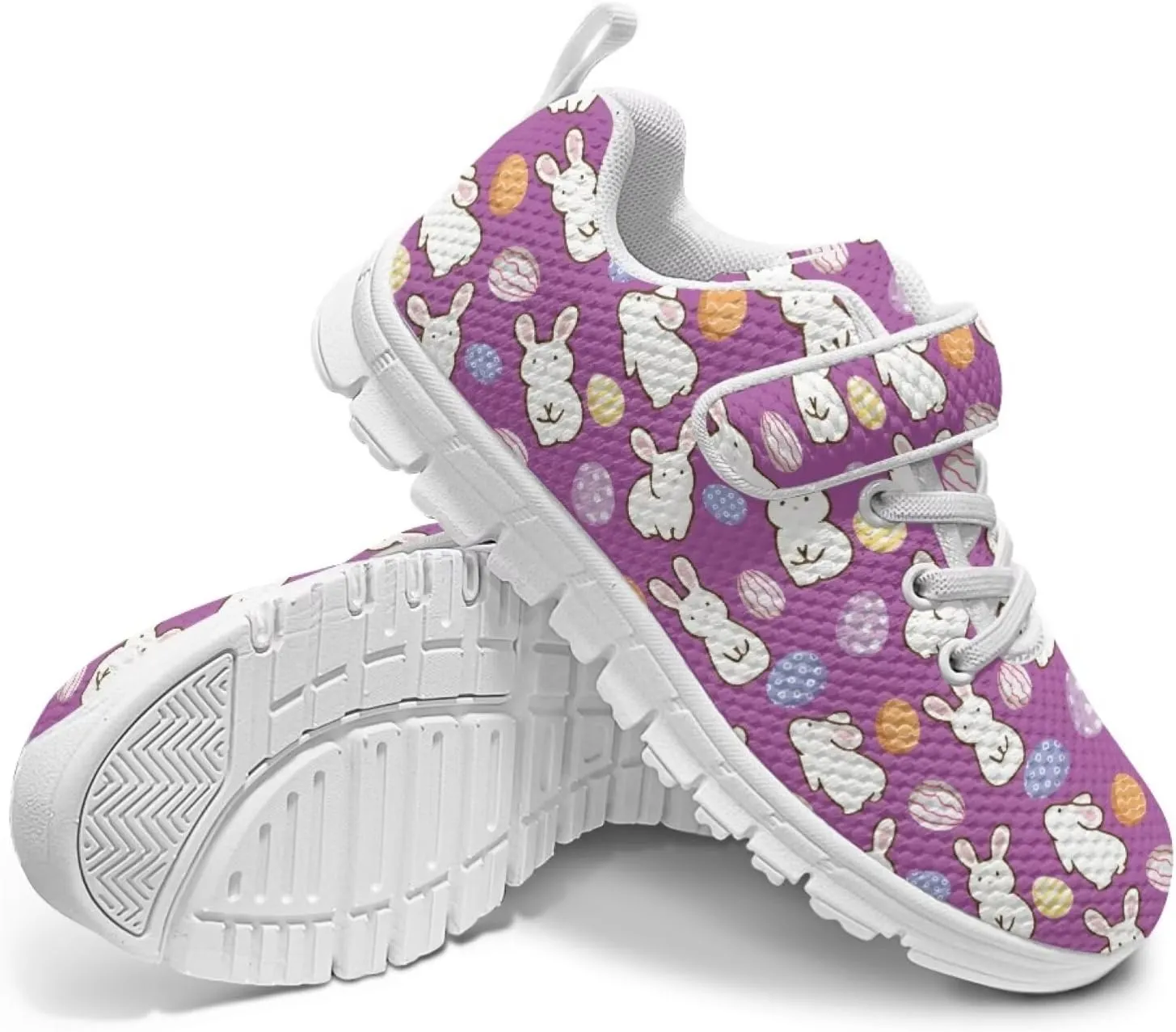 Howilath Easter Bunny Print Kids Sneakers for Boys Girls Mesh Sneakers Sports Tennis Shoes with Non-Slip Sole