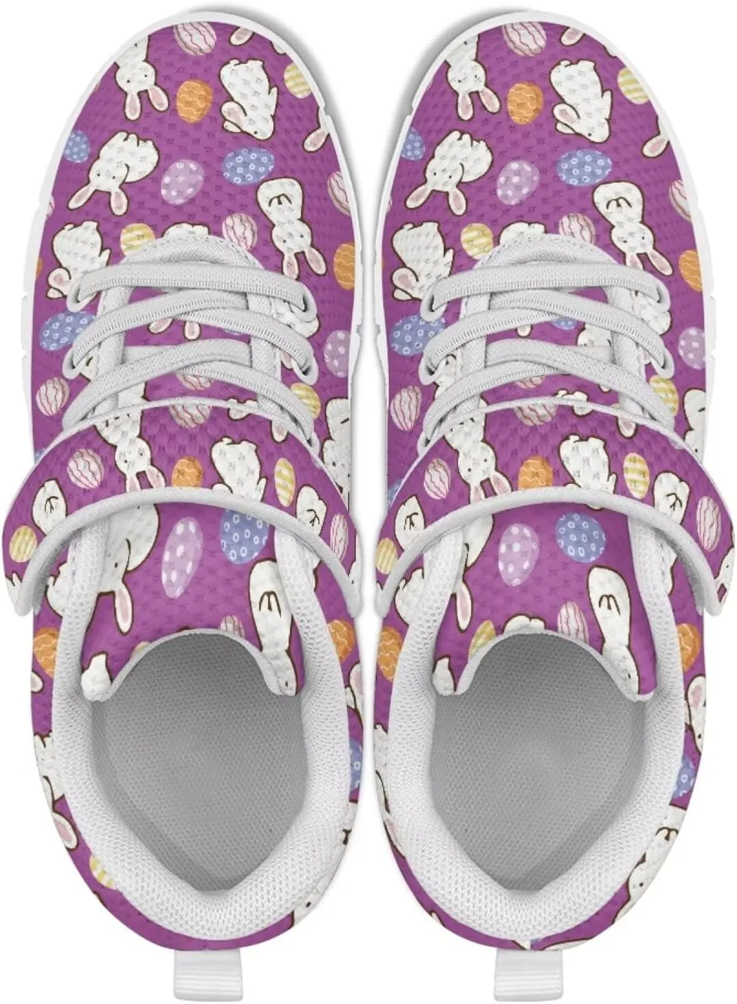 Howilath Easter Bunny Print Kids Sneakers for Boys Girls Mesh Sneakers Sports Tennis Shoes with Non-Slip Sole