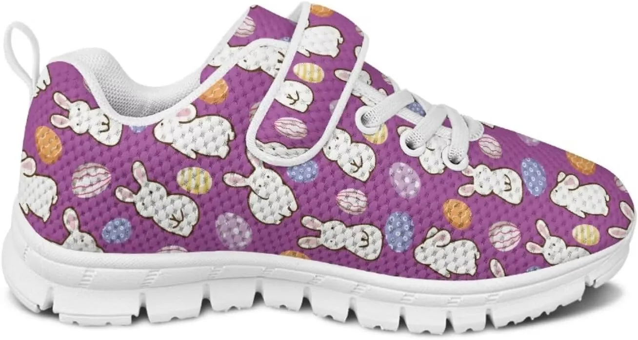 Howilath Easter Bunny Print Kids Sneakers for Boys Girls Mesh Sneakers Sports Tennis Shoes with Non-Slip Sole