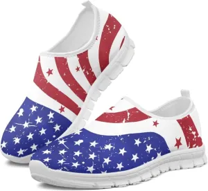 Howilath Flag Print Mens Slip on Shoes Casual Running Sneakers Anti-Skid Loafers with EVA Sole