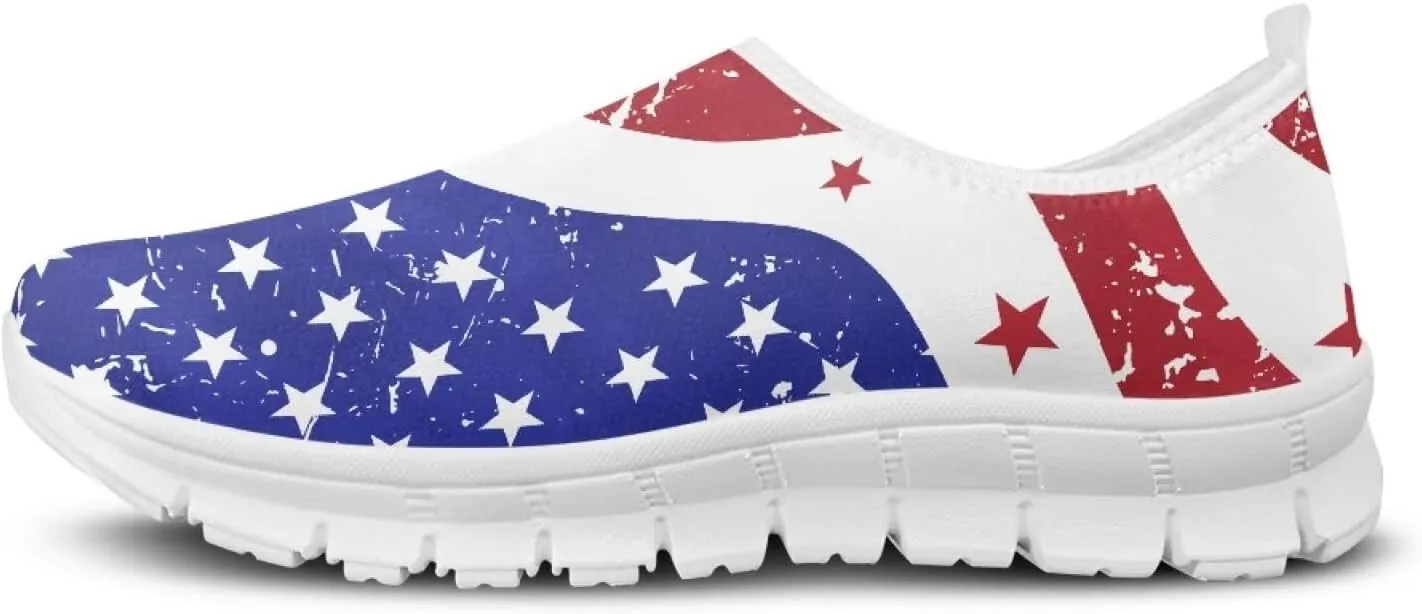 Howilath Flag Print Mens Slip on Shoes Casual Running Sneakers Anti-Skid Loafers with EVA Sole