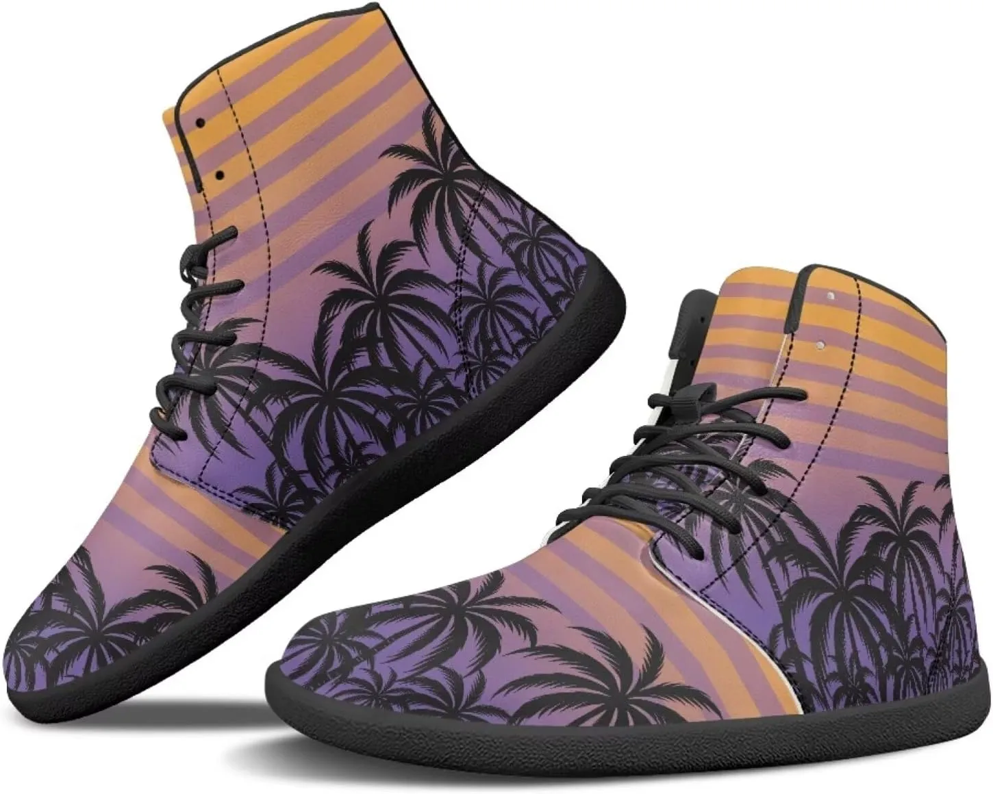 Howilath Hawaiian Coconut Tree High Top Shoes Minimalist Shoes Men Waterproof Running Cross Training Shoe