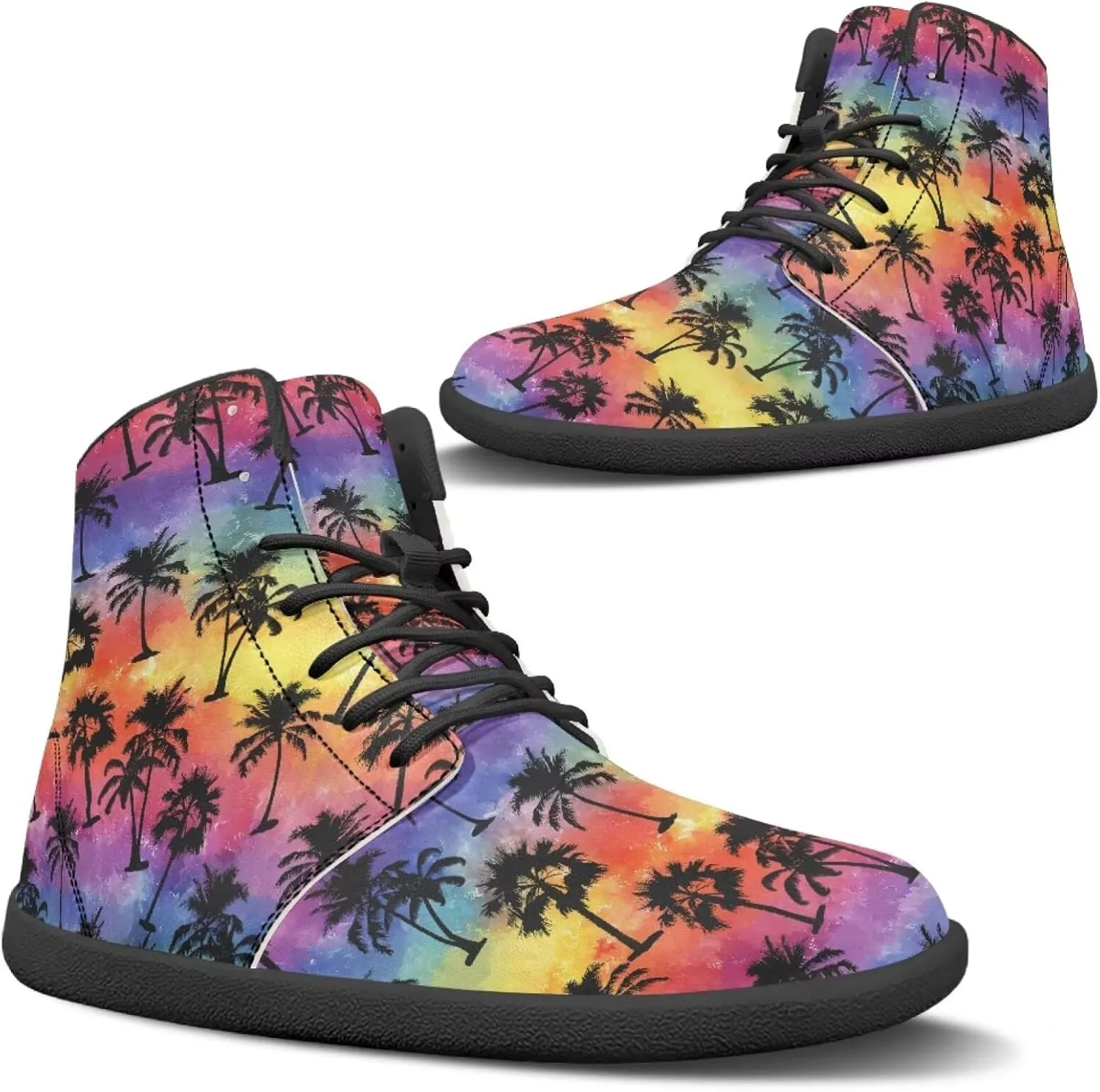 Howilath Hawaiian Coconut Tree High Top Shoes Minimalist Shoes Men Waterproof Running Cross Training Shoe