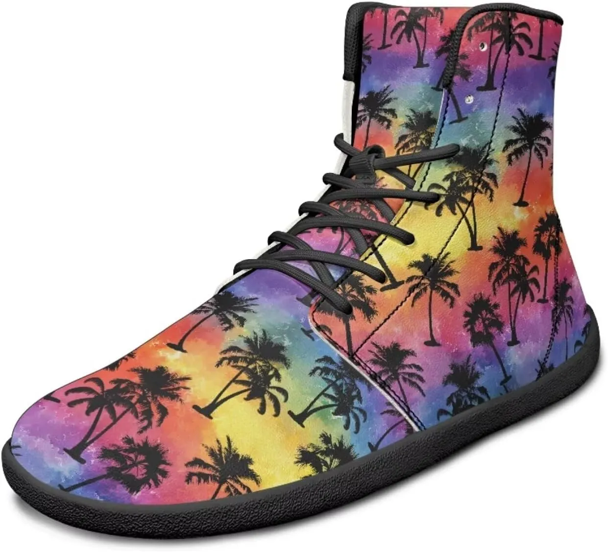 Howilath Hawaiian Coconut Tree High Top Shoes Minimalist Shoes Men Waterproof Running Cross Training Shoe