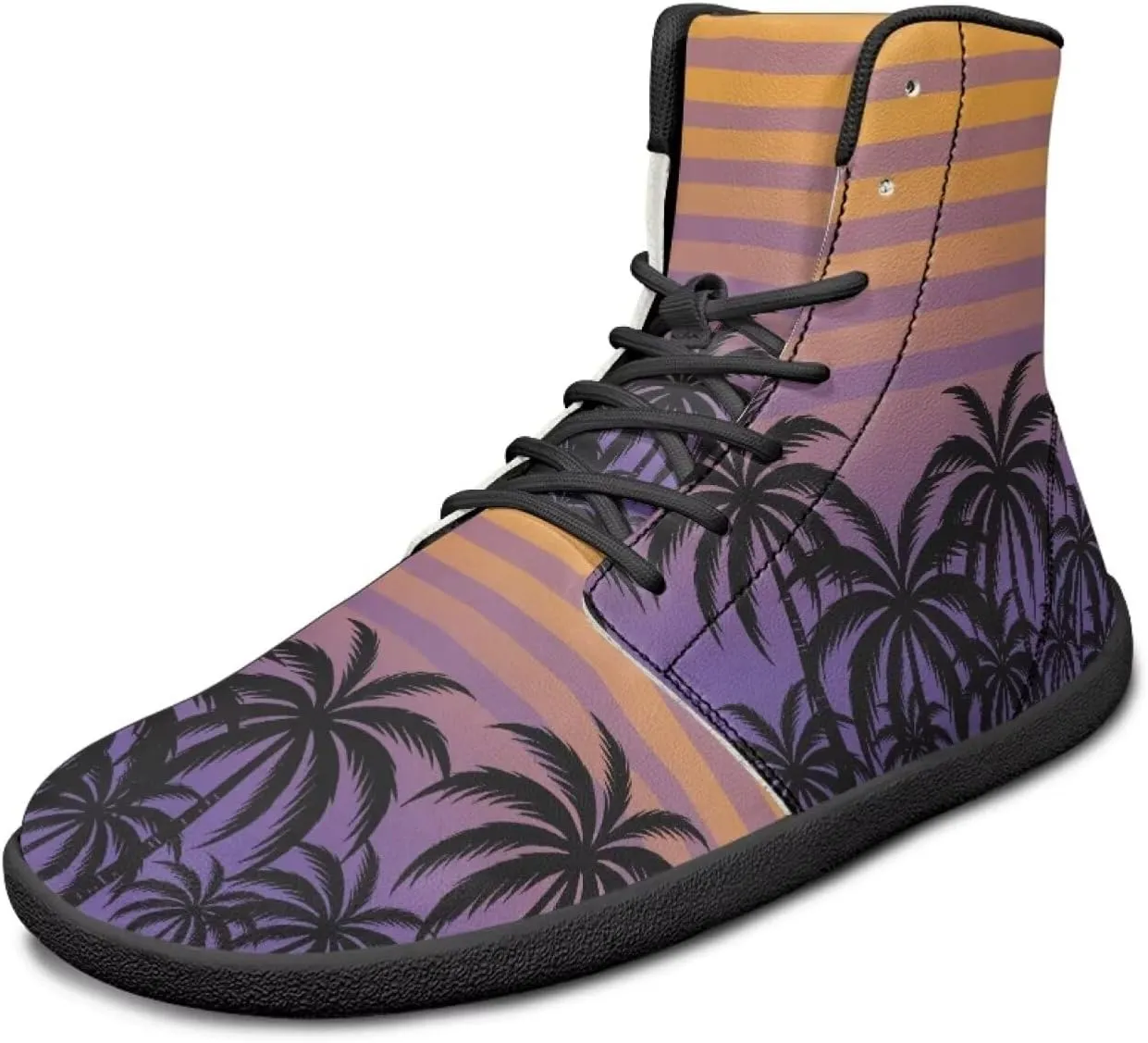 Howilath Hawaiian Coconut Tree High Top Shoes Minimalist Shoes Men Waterproof Running Cross Training Shoe