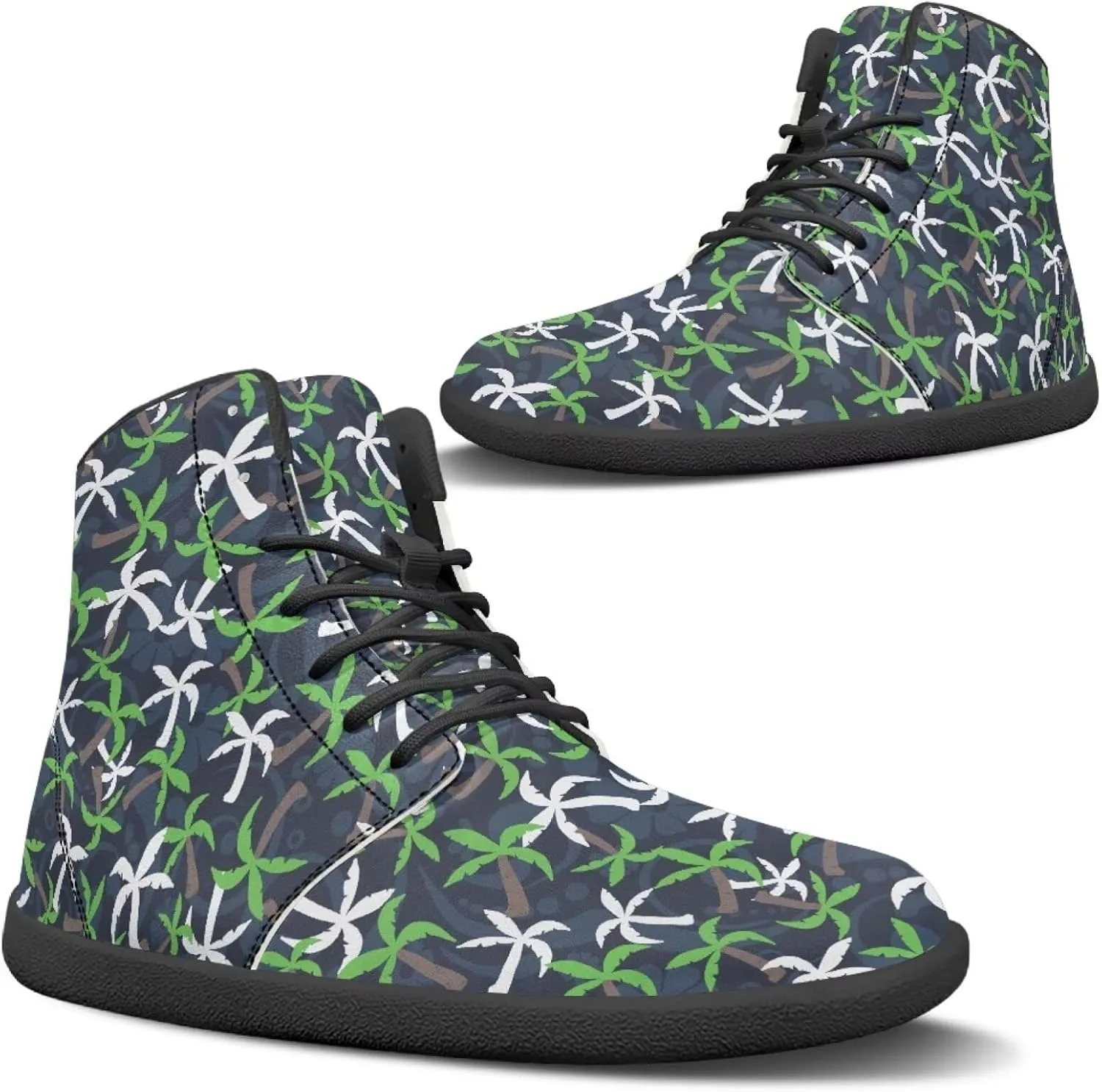 Howilath Hawaiian Coconut Tree High Top Shoes Minimalist Shoes Men Waterproof Running Cross Training Shoe