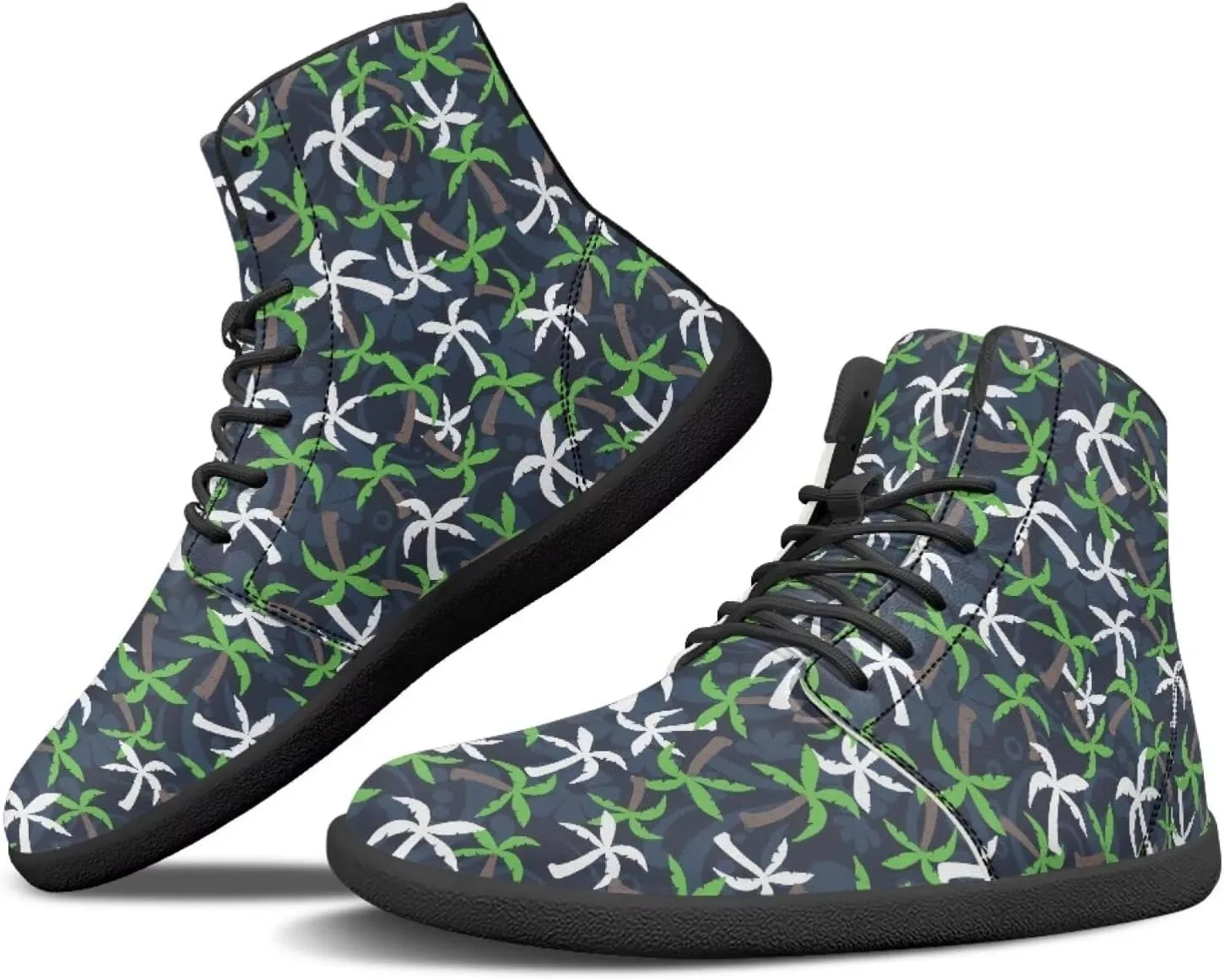 Howilath Hawaiian Coconut Tree High Top Shoes Minimalist Shoes Men Waterproof Running Cross Training Shoe