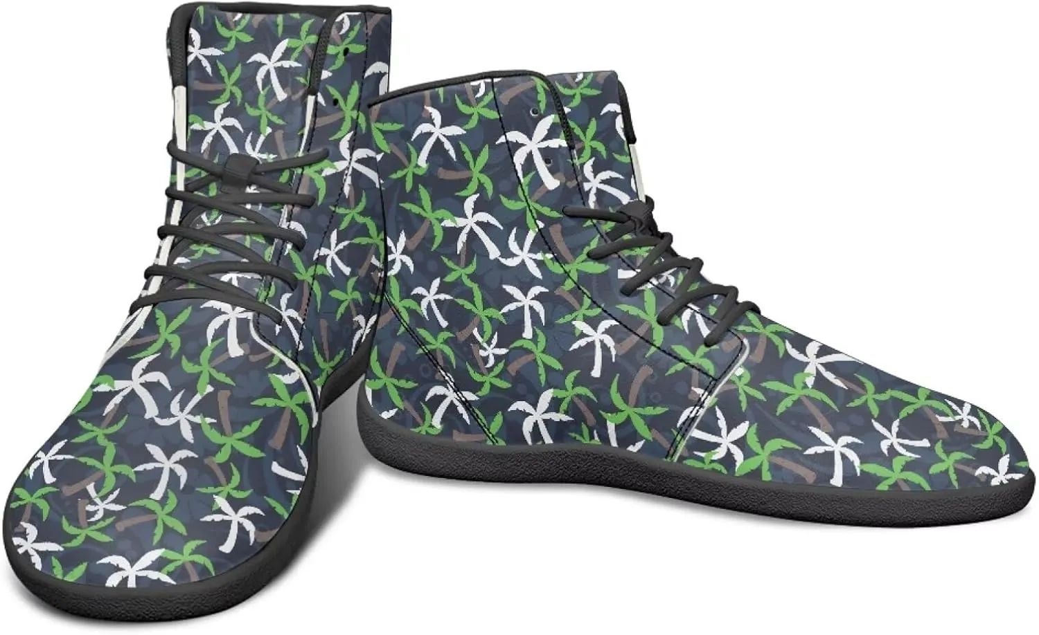 Howilath Hawaiian Coconut Tree High Top Shoes Minimalist Shoes Men Waterproof Running Cross Training Shoe