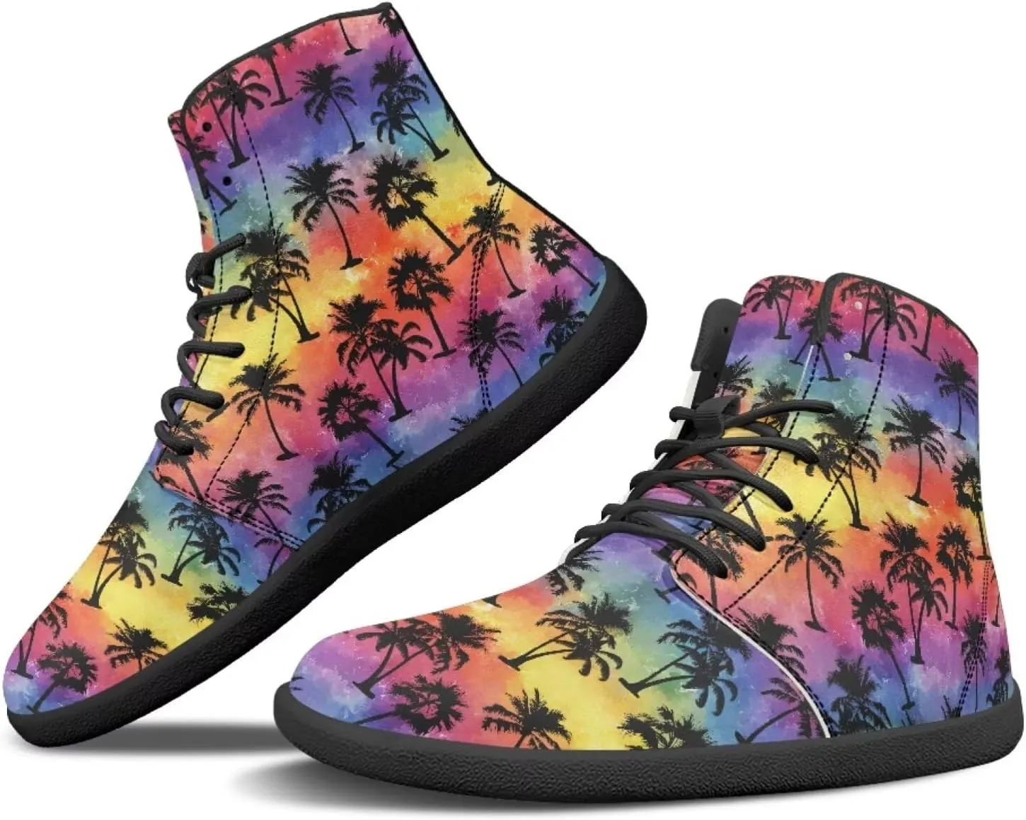 Howilath Hawaiian Coconut Tree High Top Shoes Minimalist Shoes Men Waterproof Running Cross Training Shoe