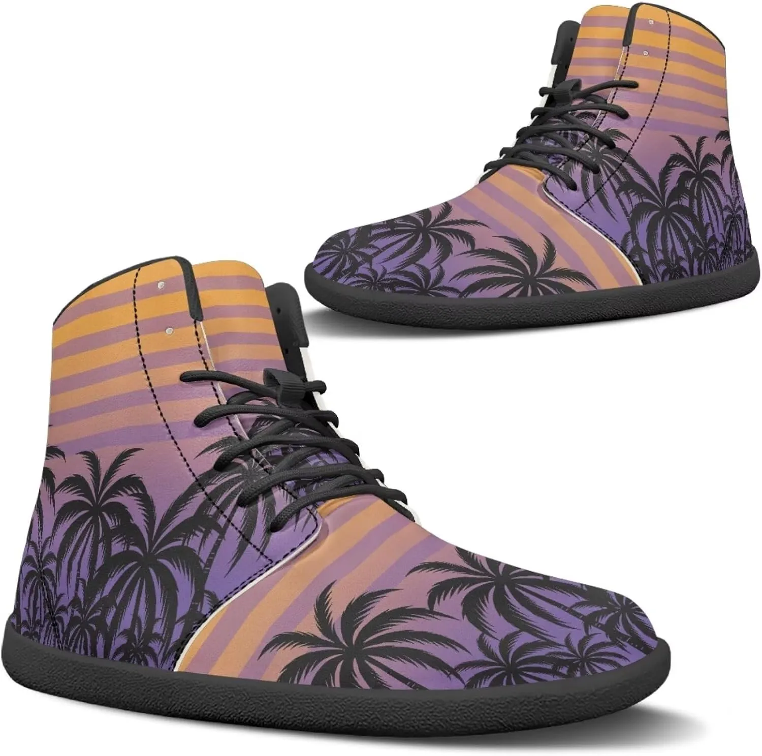 Howilath Hawaiian Coconut Tree High Top Shoes Minimalist Shoes Men Waterproof Running Cross Training Shoe