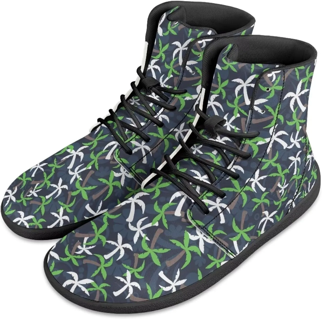 Howilath Hawaiian Coconut Tree High Top Shoes Minimalist Shoes Men Waterproof Running Cross Training Shoe